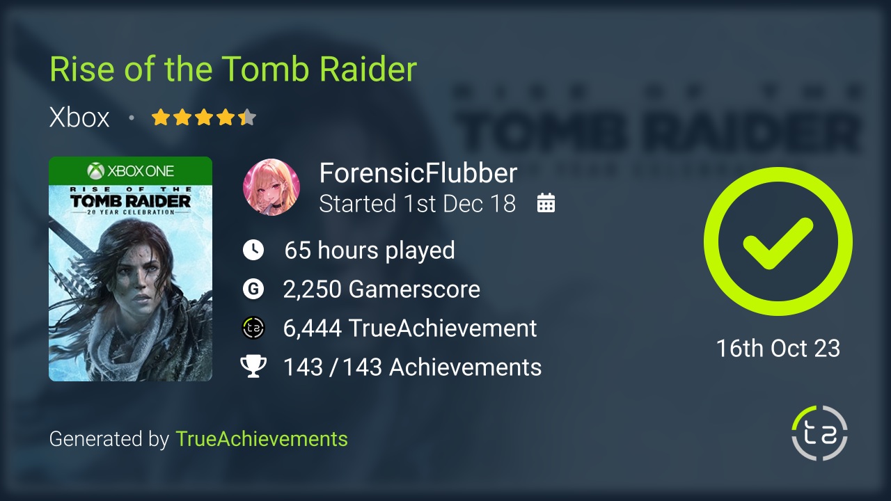 Rise of the Tomb Raider achievement summary